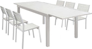 DEXTER---set-tavolo-giardino-rettangolare-allungabile-160/240x90-con-6-sedie-in-alluminio-e-textilene-tortora-da-esterno-Tortora-Milani-Home