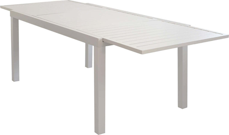 DEXTER---set-tavolo-giardino-rettangolare-allungabile-160/240x90-con-6-sedie-in-alluminio-e-textilene-tortora-da-esterno-Tortora-Milani-Home