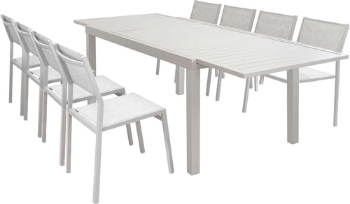 DEXTER---set-tavolo-giardino-rettangolare-allungabile-160/240x90-con-8-sedie-in-alluminio-e-textilene-tortora-da-esterno-Tortora-Milani-Home