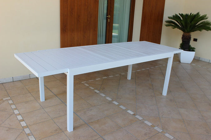 DEXTER---tavolo-da-giardino-allungabile-in-alluminio-200/300x100-Bianco-Milani-Home