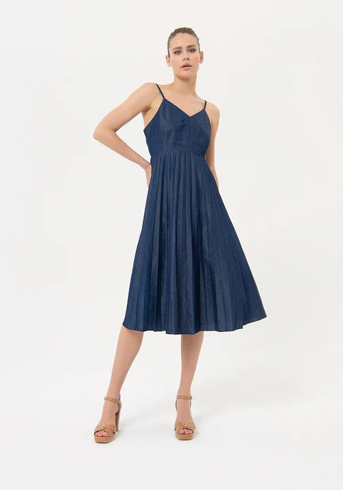 Fracomina Abito donna mini dress plisse' bluedenim