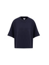Bottega Veneta T-Shirt Cropped Blu con Collo Squadrato da donna