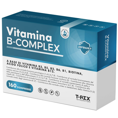 T-rex integratori, vitamina b complex 160 compresse vegan (5 mesi di fornitura)