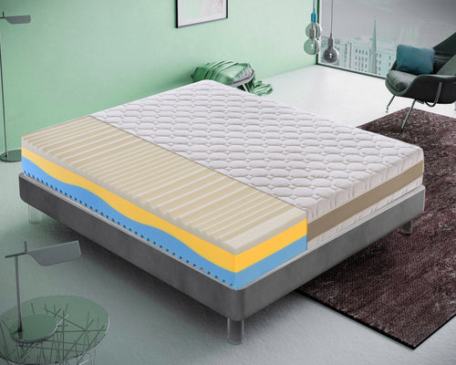 Materasso in memory foam, 3 strati, rivestimento sfoderabile