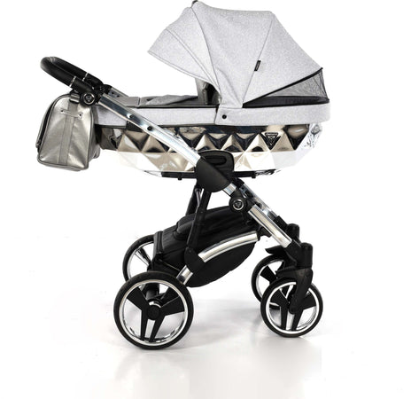 Diamond Shine 3 in 1 Ecopelle / Tessuto Grigio Glitter Navicella Silver / Telaio Cromato Prima infanzia/Passeggini carrozzine e accessori/Passeggini e carrozzine/Sistemi modulari La Casa Del Bebè - Napoli, Commerciovirtuoso.it