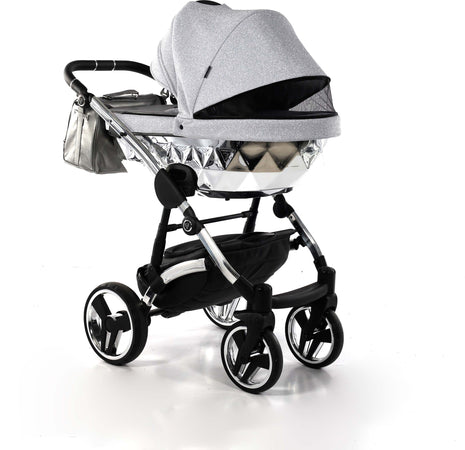 Diamond Shine 3 in 1 Ecopelle / Tessuto Grigio Glitter Navicella Silver / Telaio Cromato Prima infanzia/Passeggini carrozzine e accessori/Passeggini e carrozzine/Sistemi modulari La Casa Del Bebè - Napoli, Commerciovirtuoso.it