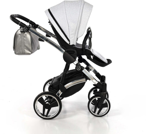 Diamond Shine 3 in 1 Ecopelle / Tessuto Grigio Glitter Navicella Silver / Telaio Cromato Prima infanzia/Passeggini carrozzine e accessori/Passeggini e carrozzine/Sistemi modulari La Casa Del Bebè - Napoli, Commerciovirtuoso.it