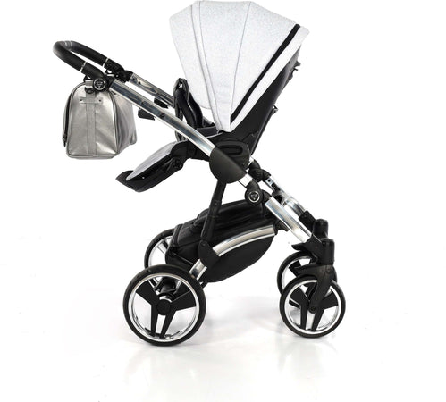 Diamond Shine 3 in 1 Ecopelle / Tessuto Grigio Glitter Navicella Silver / Telaio Cromato Prima infanzia/Passeggini carrozzine e accessori/Passeggini e carrozzine/Sistemi modulari La Casa Del Bebè - Napoli, Commerciovirtuoso.it