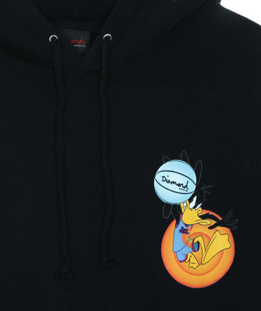 DIAMOND-SUPPLY-Felpa-Cappuccio-Uomo-Daffy-Duck-Hoodie-X-Space-Jam-2-Black-da-uomo