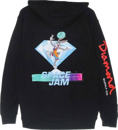 DIAMOND-SUPPLY-Felpa-Cappuccio-Uomo-Hook-Shot-Hoodie-X-Space-Jam-2-Black-da-uomo