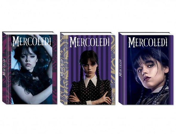 Diario Agenda 12 Mesi 2024 Mercoledì Addams, 14,5x20,6cm, Copertina Lucida Imbottita per La Scuola Seven