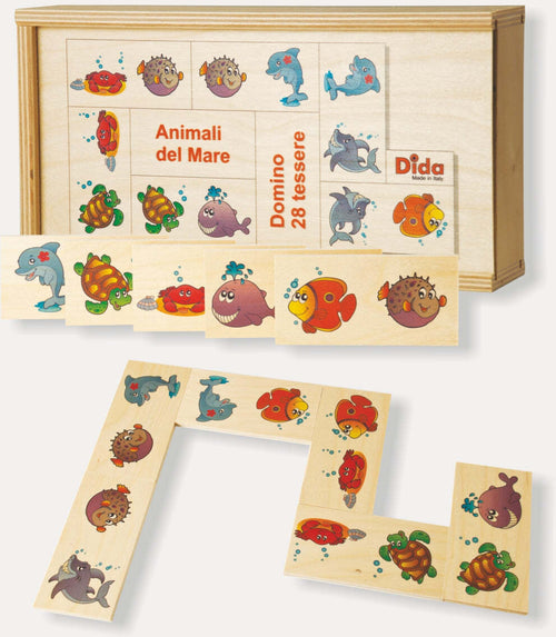 Dida - Domino Animali Del Mare - In Legno Per Bambini Gioco Da Tavolo