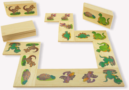 Dida - Domino Animali Del Passato I Dinosauri - In Legno Per Bambini Gioco Da Tavolo