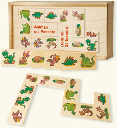 Dida - Domino Animali Del Passato I Dinosauri - In Legno Per Bambini Gioco Da Tavolo