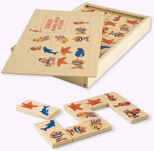 Dida - Domino Animali Marini - In Legno Per Bambini Gioco Da Tavolo