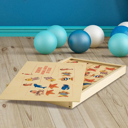 Dida - Domino Animali Marini - In Legno Per Bambini Gioco Da Tavolo