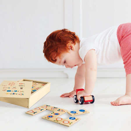 Dida - Domino Segnali Stradali 78 Pz - In Legno Per Bambini Gioco Da Tavolo