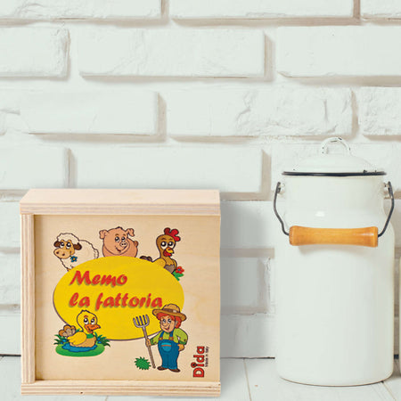 Dida - Memory Legno Fattoria degli Animali - Memory Gioco per Bambini a partire dai 2 anni un Gioco Educativo che permette di Sviluppare la Memoria la Concentrazione e l’Associazione Gioco da Tavolo 20 Grandi Tessere Decorate In Scatola di Legno