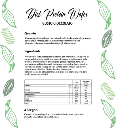 Diet Protein Wafer Proteici Confezione 7Pz. Wafer Dietetici Ricoperti Di Cioccolato Barrette Per Dieta Chetogenica Ad Alto Contenuto Di Proteine E Fibre Alimentari e cura della casa/Pasticceria e prodotti da forno/Biscotti/Wafer The Light Nutrition - Milano, Commerciovirtuoso.it