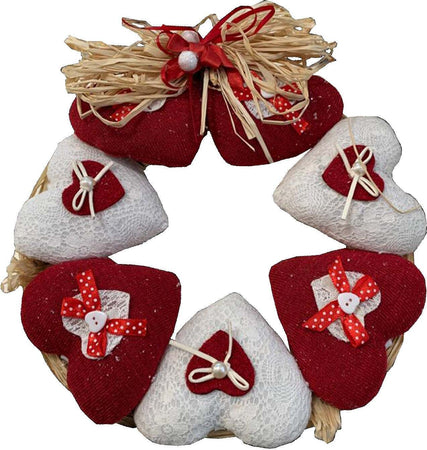 Dietro porta ghirlanda natalizia decorazione natale corona di cuori rossi e bianchi Ø 30 cm Casa e cucina/Decorazioni per interni/Addobbi e decorazioni per ricorrenze/Decorazioni natalizie/Orpelli e festoni MagiediNatale.it - Altamura, Commerciovirtuoso.it