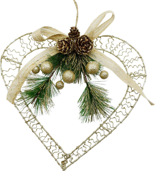 Dietroporta a forma di cuore con filo Glitter oro con decorazione verde e oro Casa e cucina/Decorazioni per interni/Addobbi e decorazioni per ricorrenze/Decorazioni natalizie/Orpelli e festoni MagiediNatale.it - Altamura, Commerciovirtuoso.it