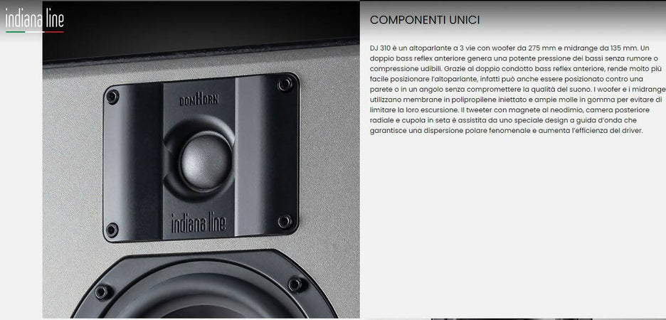 Diffusore Acustico Da Pavimento Indiana Line DJ 310 diffusore a 3 vie 30-160 Watt - Impedenza 4-8 ohm Sensibilità 94 dB