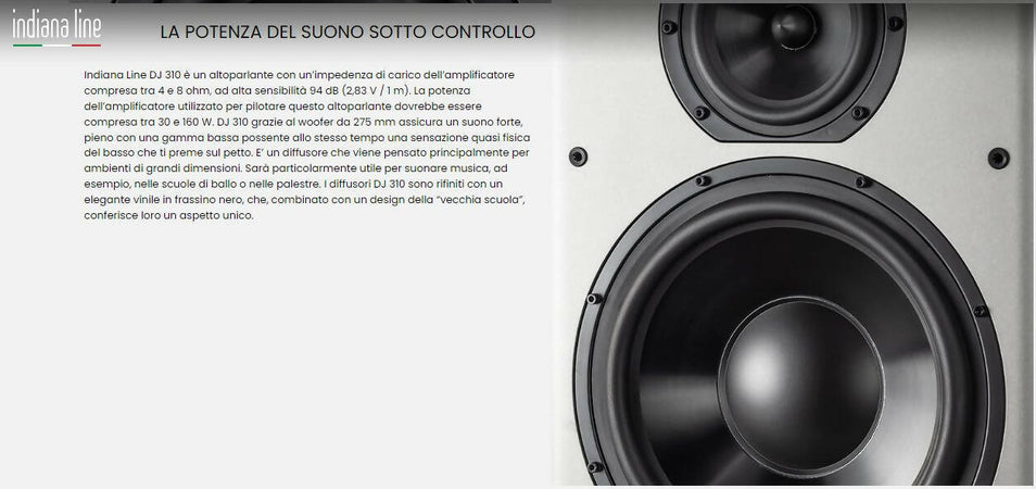 Diffusore Acustico Da Pavimento Indiana Line DJ 310 diffusore a 3 vie 30-160 Watt - Impedenza 4-8 ohm Sensibilità 94 dB