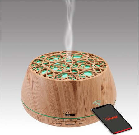 Diffusore-aromi-Bimar-DA26-Wi-Fi-con-luci-e-cassa-acustica-Legno-chiar