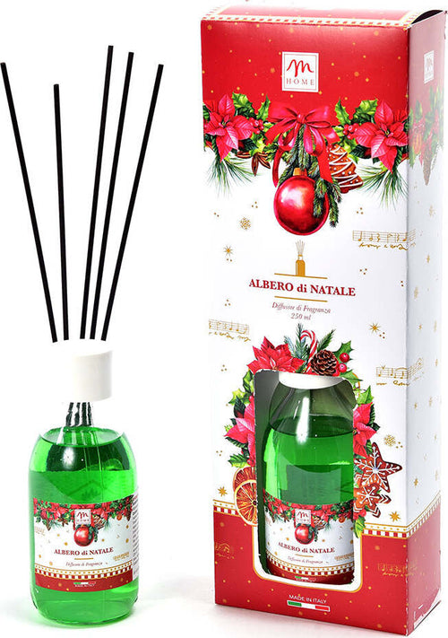 Diffusore-di-essenza-250ml-albero-di-natale-con-bacchetti-in-cotone-in-scatola-regalo