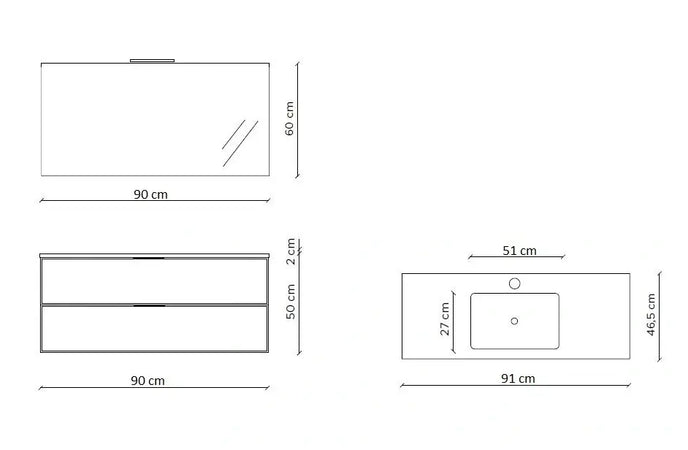 Mobile Bagno Sospeso 90 cm - Zefira
