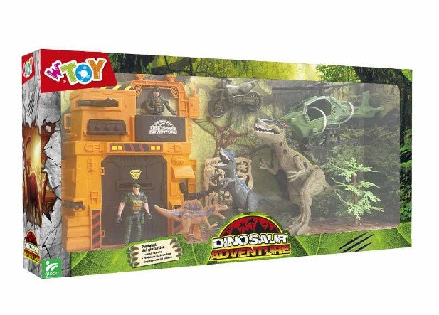 Playset dinosauri con veicolo