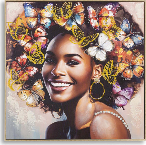 Dipinto-Su-Tela-C/Cornice-Tara--B--Cm-82X4,5X82