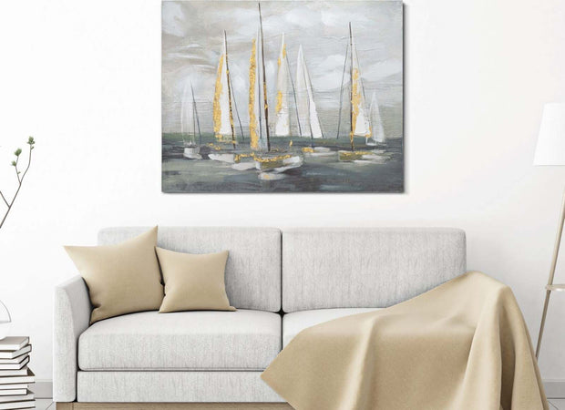 Dipinto Su Tela Gold Boat Cm 100X2,8X80 Casa e cucina/Decorazioni per interni/Arte/Dipinti Led Mall Home - Napoli, Commerciovirtuoso.it