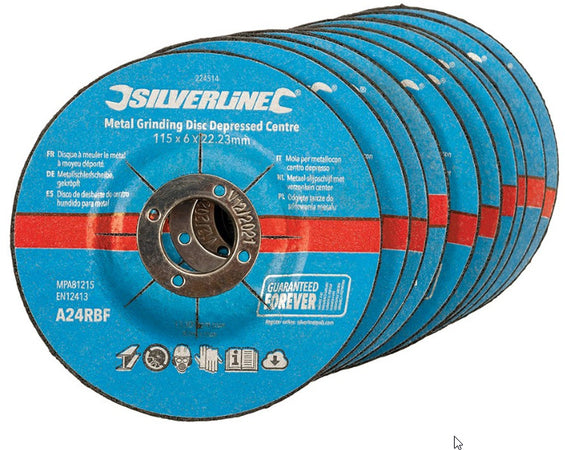 Dischi Con Centro Depresso Per Smerigliatura Di Metallo Silverline 10 P.zi