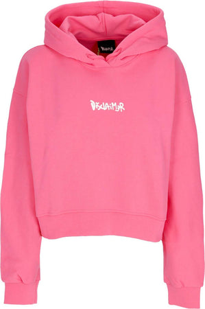 DISCLAIMER-Felpa-Leggera-Cappuccio-Corta-Donna-W-Back-Big-Logo-Hoodie-Fluo-Fucshia/st-White-da-donna