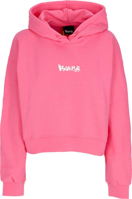 DISCLAIMER-Felpa-Leggera-Cappuccio-Corta-Donna-W-Back-Big-Logo-Hoodie-Fluo-Fucshia/st-White-da-donna