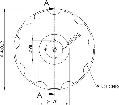 DISCO 460X4 CONCAVO DENTATO BASE PIANA, 4 FORI ø 13 SU ø 98 SKF