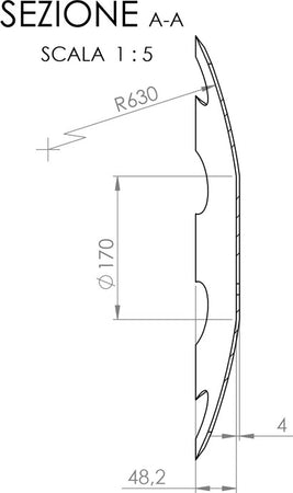 DISCO 510X4 CONCAVO DENTATO BASE PIANA, 5 FORI ø 13 SU ø 98 SKF