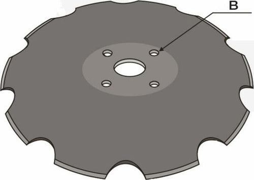 DISCO 560X6 CONCAVO DENTATO BASE PIANA, 4 FORI ø 13 SU ø 98 SKF
