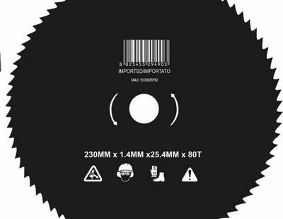 Disco per decespugliatore a 80 denti per tronchetti Ø 230mm