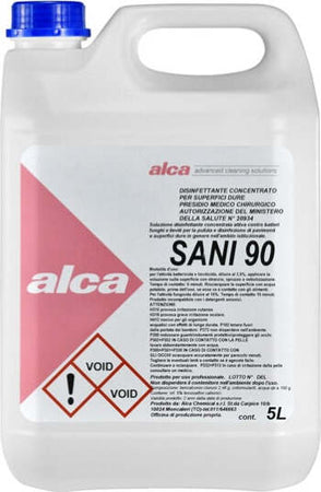 Disinfettante concentrato Sani 90 - battericida - fungicida - 5 lt - Alca Casa e cucina/Detergenti e prodotti per la pulizia/Detergenti per la casa/Detergenti multiuso Eurocartuccia - Pavullo, Commerciovirtuoso.it