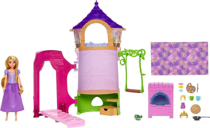 Disney-Princess-Rapunzel's-Tower-Playset-Bambola-Snodata-6-Aree-Gioco-Accessori