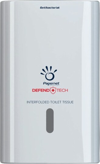 Dispenser antibatterico Defend Tech - per carta igienica interfogliata - Papernet Commercio Industria e Scienza/Forniture sanitarie e igieniche/Accessori e sanitari bagno/Supporti per asciugamani di carta commerciali Eurocartuccia - Pavullo, Commerciovirtuoso.it