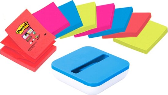 Dispenser da tavolo per Post it Super Sticky Z Notes - VAL-SS8P-R330 - 8 ricariche incluse - 76 x 76 mm - colori assortiti - Post it Cancelleria e prodotti per ufficio/Carta blocchi e quaderni/Blocchi appunti taccuini e diari/Blocchetti memo adesivi Eurocartuccia - Pavullo, Commerciovirtuoso.it