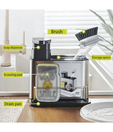 Dispenser Di Sapone Cucina Da Appoggio Manuale In Acciaio Contenitore Da 400 Ml