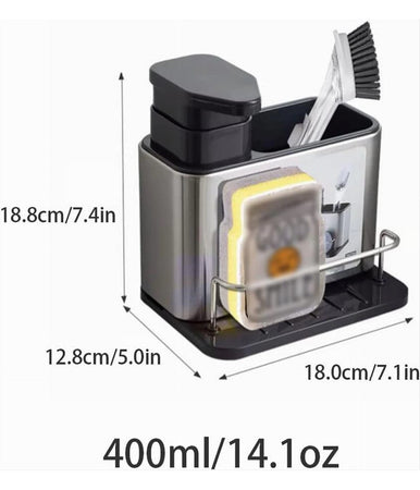 Dispenser Di Sapone Cucina Da Appoggio Manuale In Acciaio Contenitore Da 400 Ml