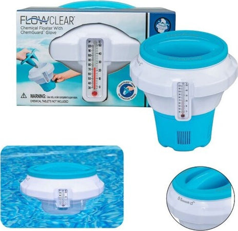 Dispenser-Dosatore-Galleggiante-Pastiglie-Cloro-Medio-Termometro-Piscina-58701