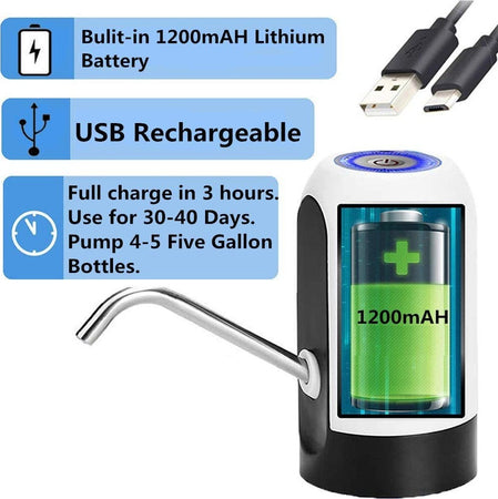 Dispenser Erogatore D'acqua Rubinetto Elettrico Per Boccioni Ricaricabile Usb Cucina > Dosatori Trade Shop italia - Napoli, Commerciovirtuoso.it