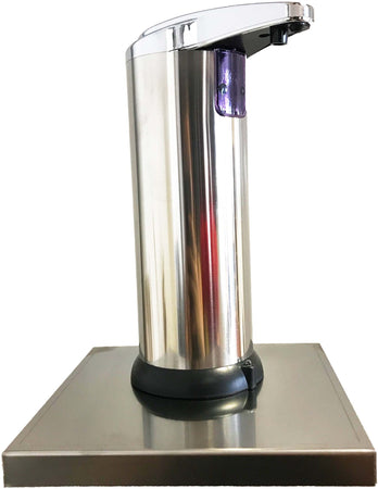 Dispenser erogatore sapone/gel con fotocellula sensore in acciaio inox con mensola
