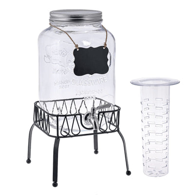 Caraffa in vetro porta bevande con rubinetto e supporto in metallo 7,5 lt